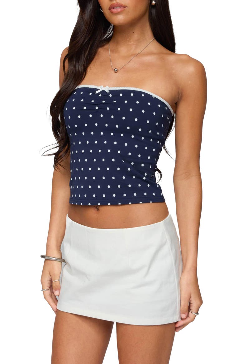 Polka Dot Tube Top, Alternate, color, NAVY