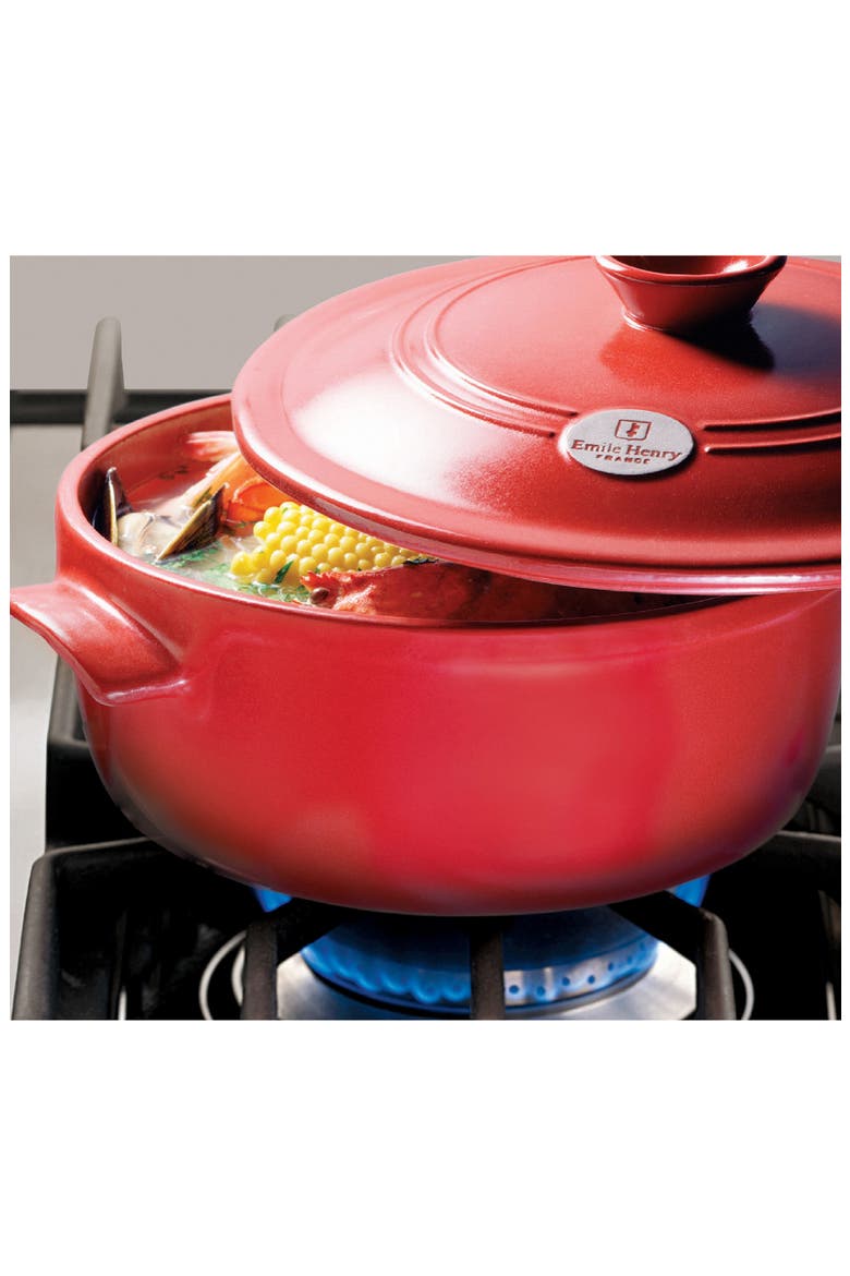 4.2-Quart Round Ceramic Dutch Oven, Alternate, color, BURGUNDY
