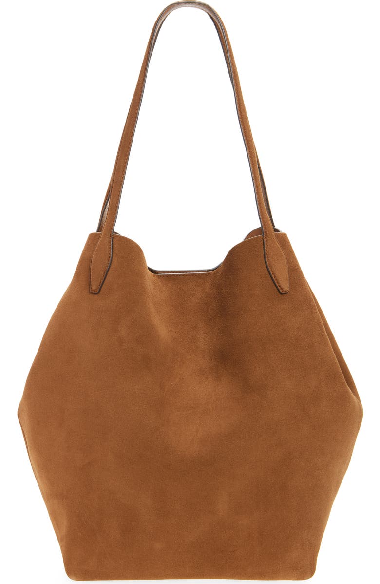 Madewell Oversize Suede Shopper, Main, color, Dried Acorn