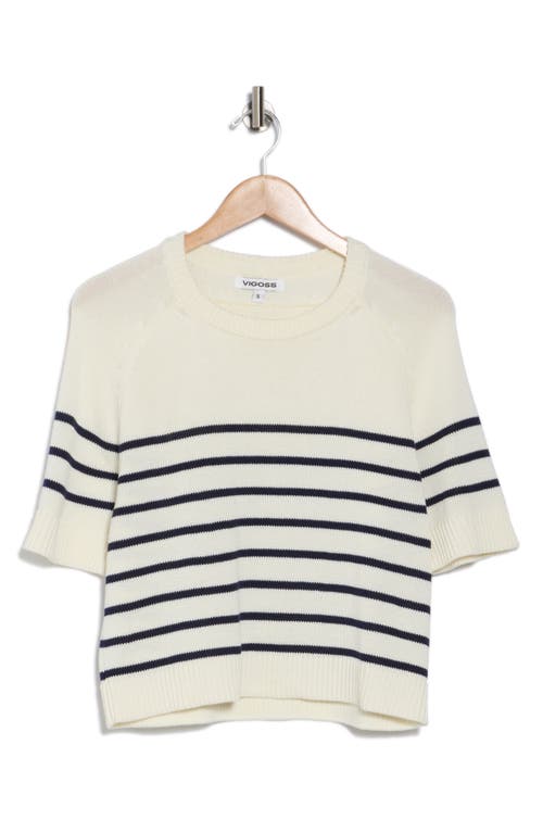 Vigoss Nautical Stripe Short Sleeve Sweater In White