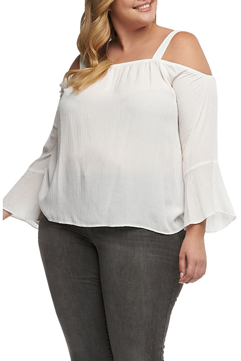 Indra Cold Shoulder Top, Alternate, color, WHITE