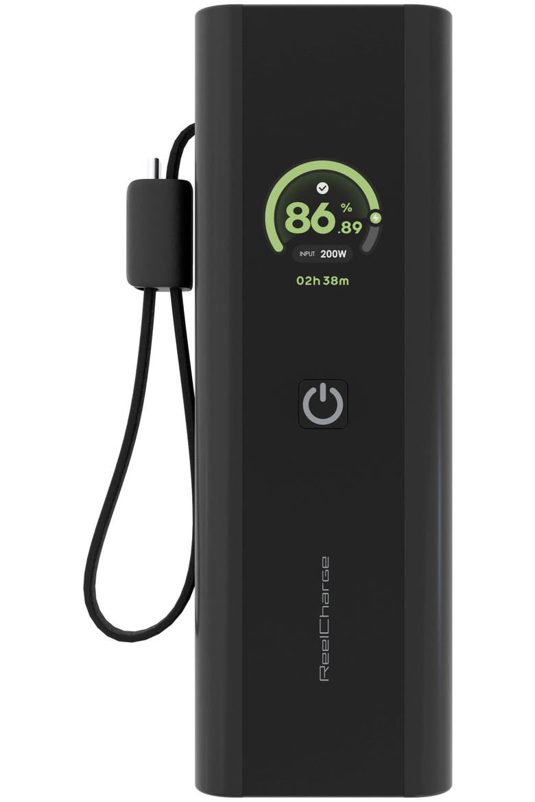 ReelPro 200W Power Bank with Integrated Cable 27,000 mA, Alternate, color, Black