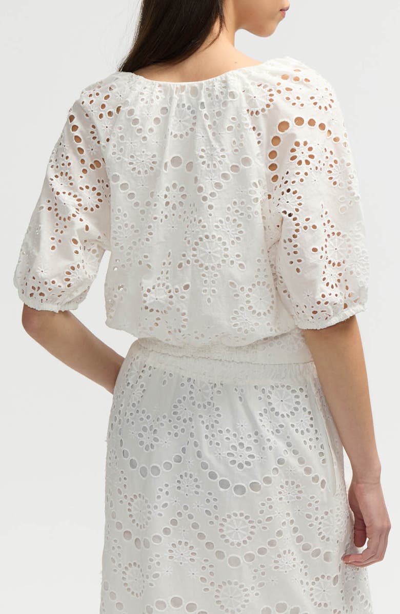 NVLT Eyelet Puff Sleeve Top, Alternate, color, White