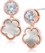 CZ by Kenneth Jay Lane Cubic Zirconia & Synthetic Mother-of-Pearl Clover Drop Earrings