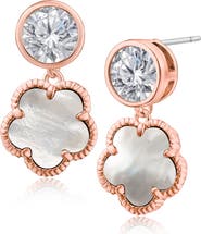 CZ by Kenneth Jay Lane Cubic Zirconia & Synthetic Mother-of-Pearl Clover Drop Earrings
