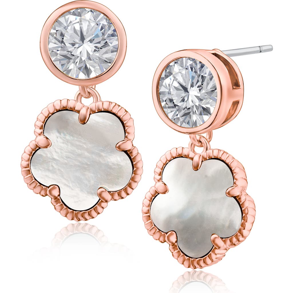 Kenneth Jay Lane Cubic Zirconia & Synthetic Mother-of-pearl Clover Drop Earrings