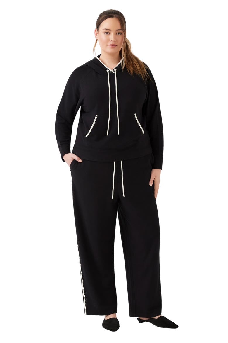 Edge Stitch Wide Leg Sweatpants, Alternate, color, BLACK