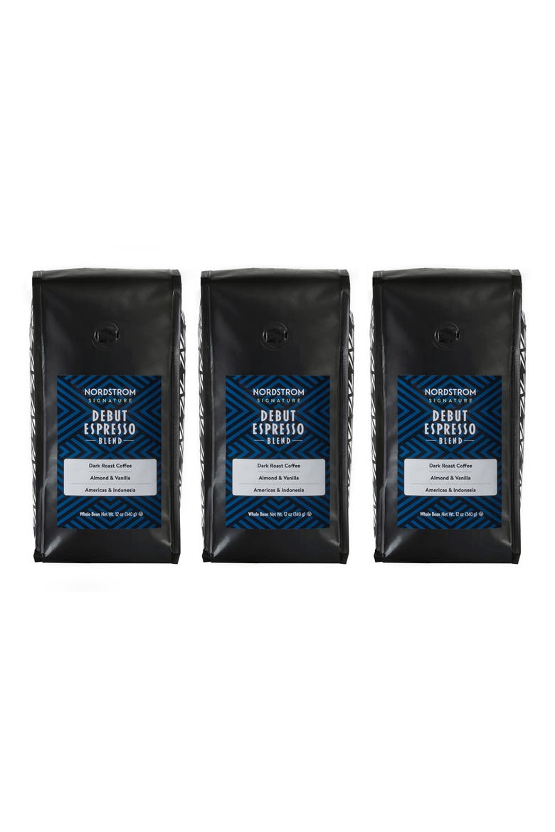 Debut Espresso Blend 3-Pack Whole Bean Coffee, Main, color, BLACK