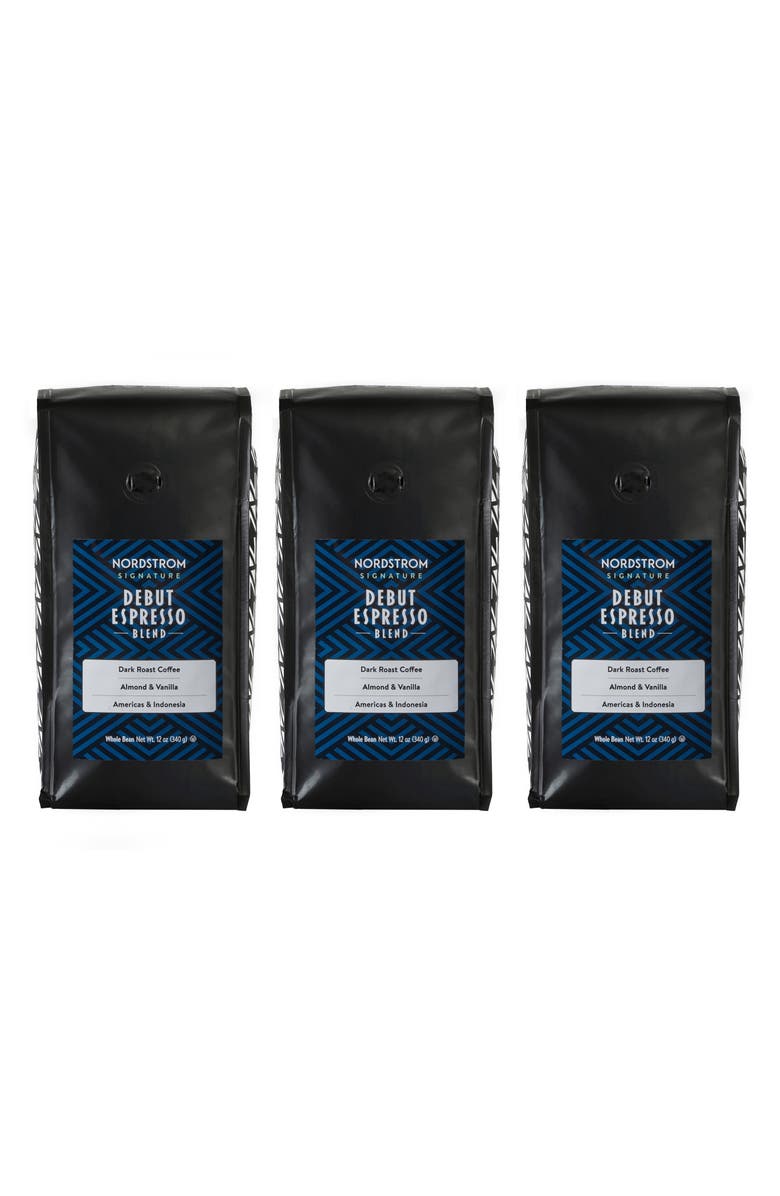 Nordstrom Debut Espresso Blend 3-Pack Whole Bean Coffee, Main, color, Black
