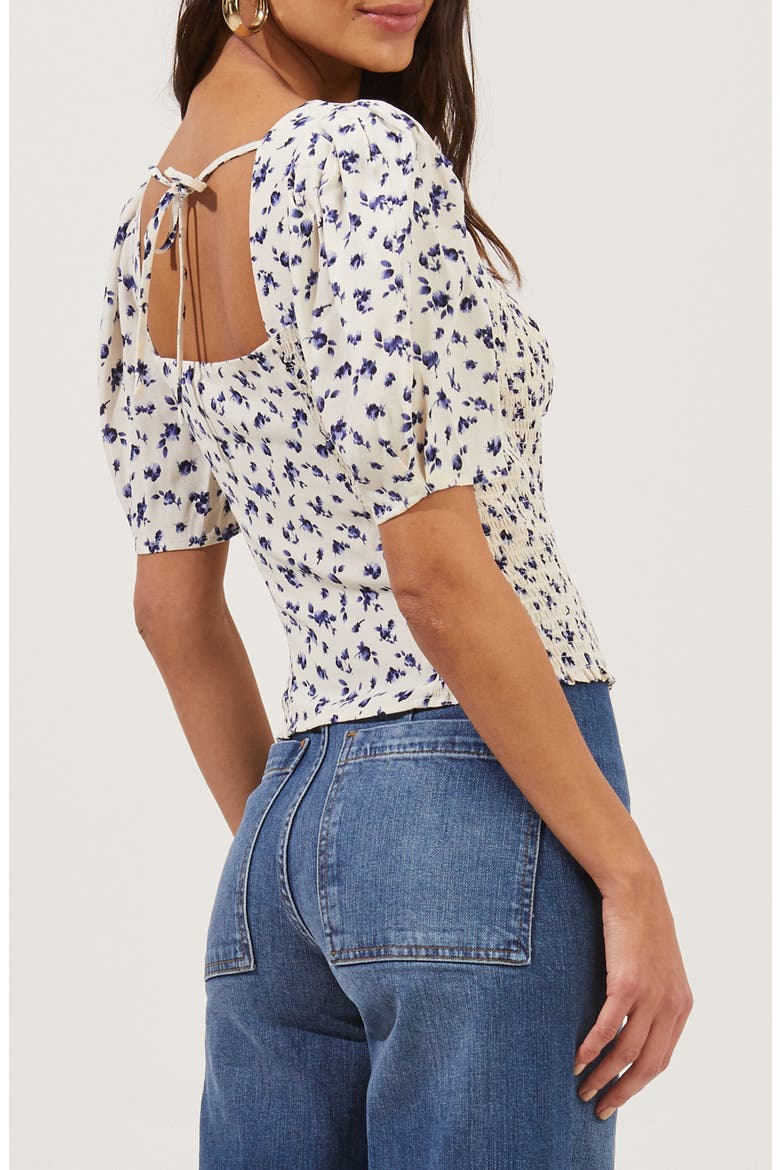 Puff Sleeve Top, Alternate, color, CREAM-BLUE DITSY