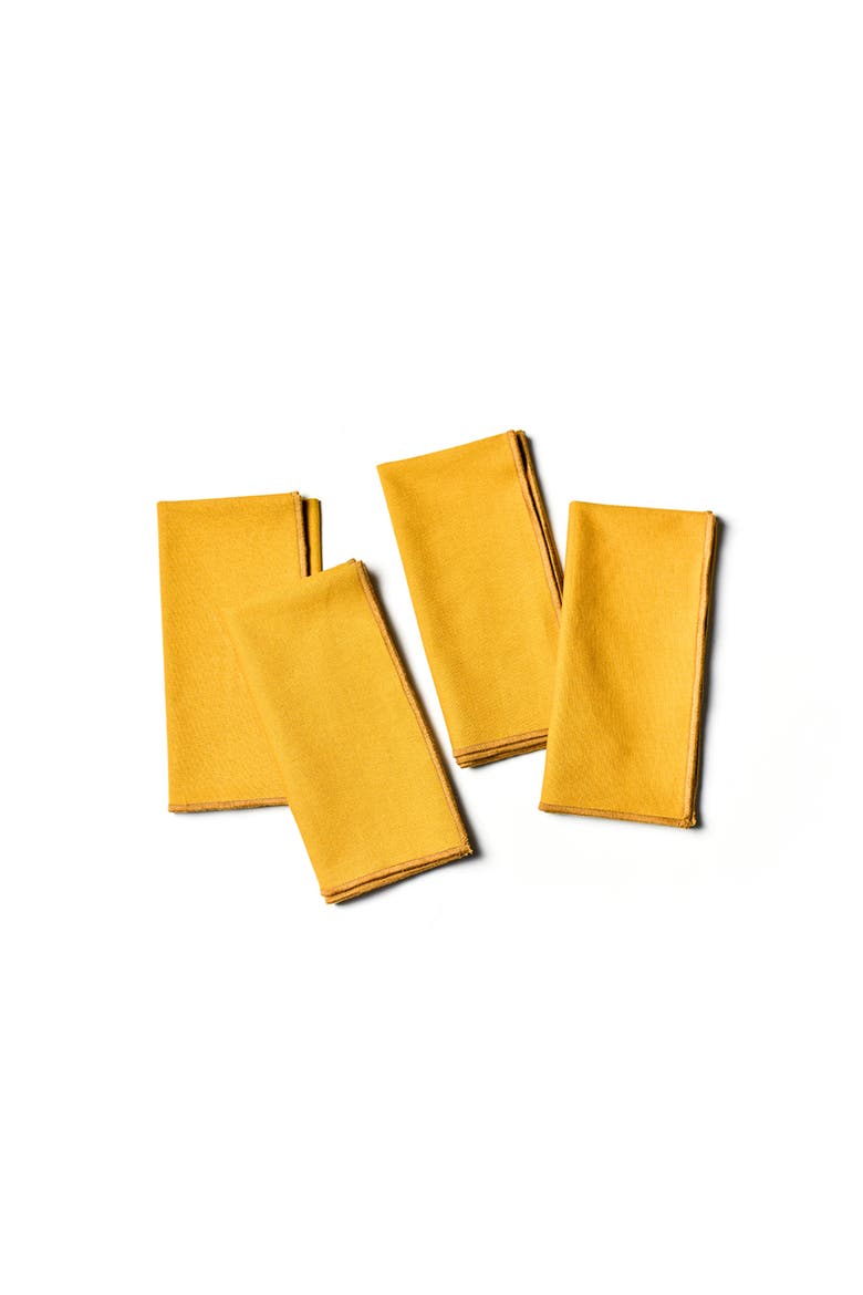 Brass Color Block Napkins Set of 4, Main, color, Yellow