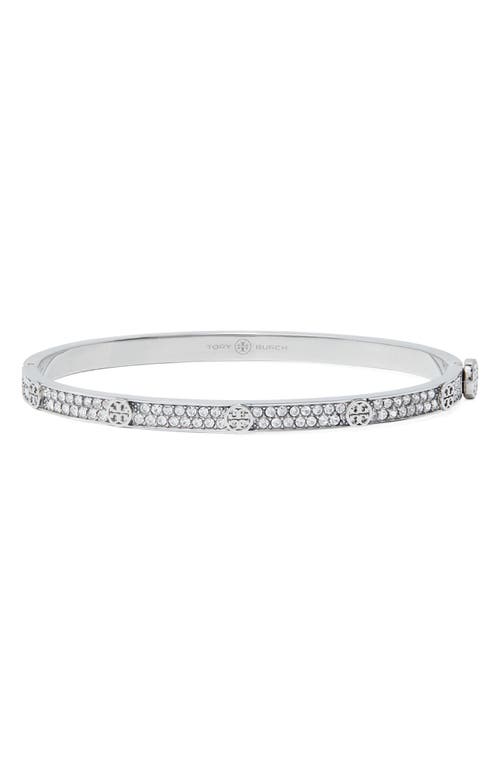 Tory Burch Miller Pavé Hinge Bracelet In Silver