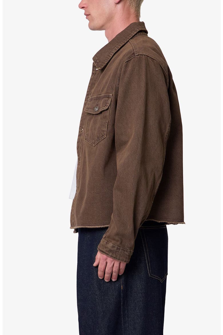 Raw Hem Denim Jacket, Alternate, color, WASHED BROWN
