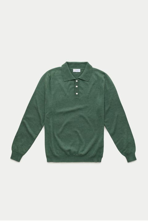 Wool Knitted Long Sleeve Polo