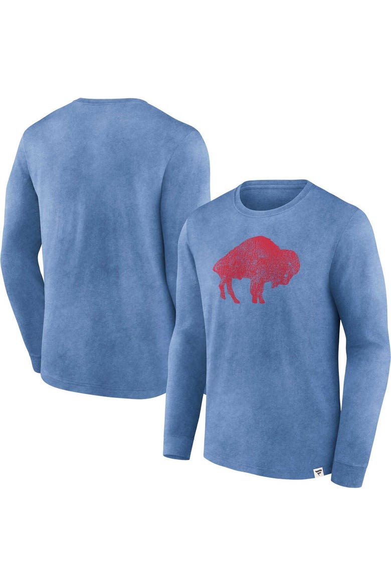 Men's Fanatics Branded  Heather Royal Buffalo Bills Washed Primary Long Sleeve T-Shirt, Main, color, Heather Royal