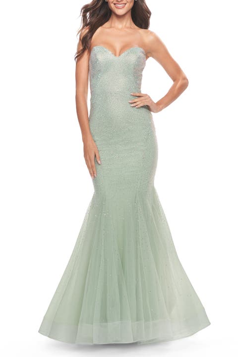 Rhinestone Mermaid Prom Dress with Sweetheart Neckline