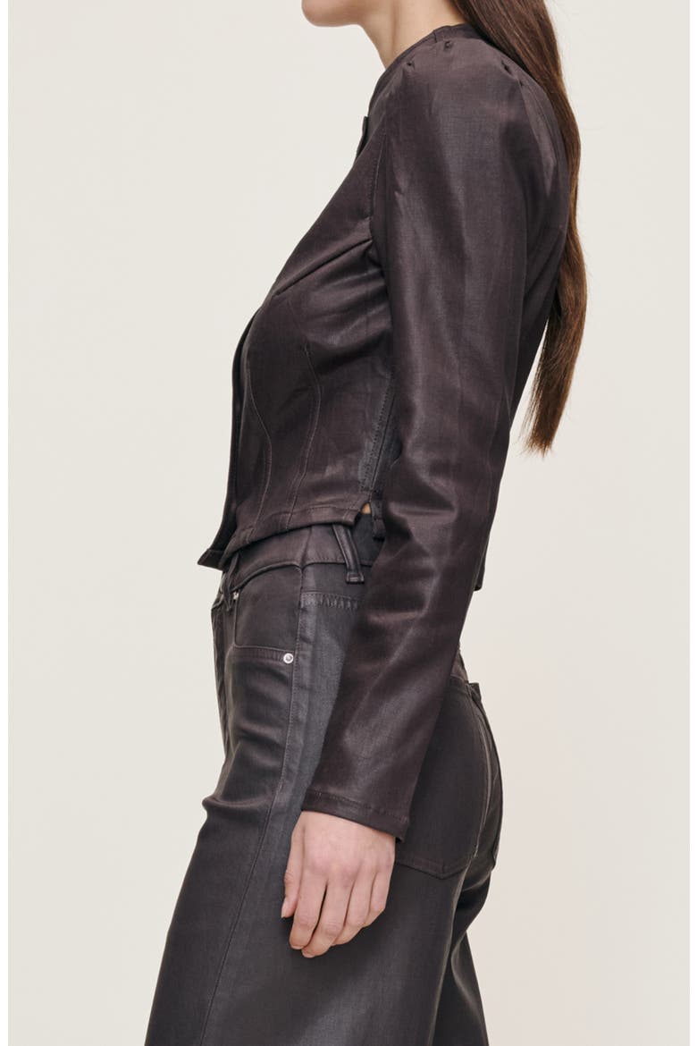 Sculpted Coated Denim Top, Alternate, color, COCOA COATED