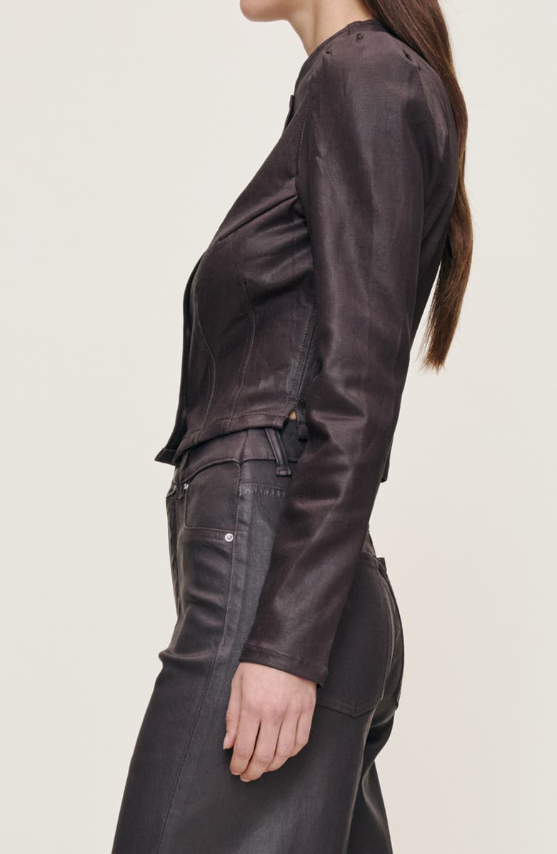 DL1961 Sculpted Coated Denim Top, Alternate, color, Cocoa Coated