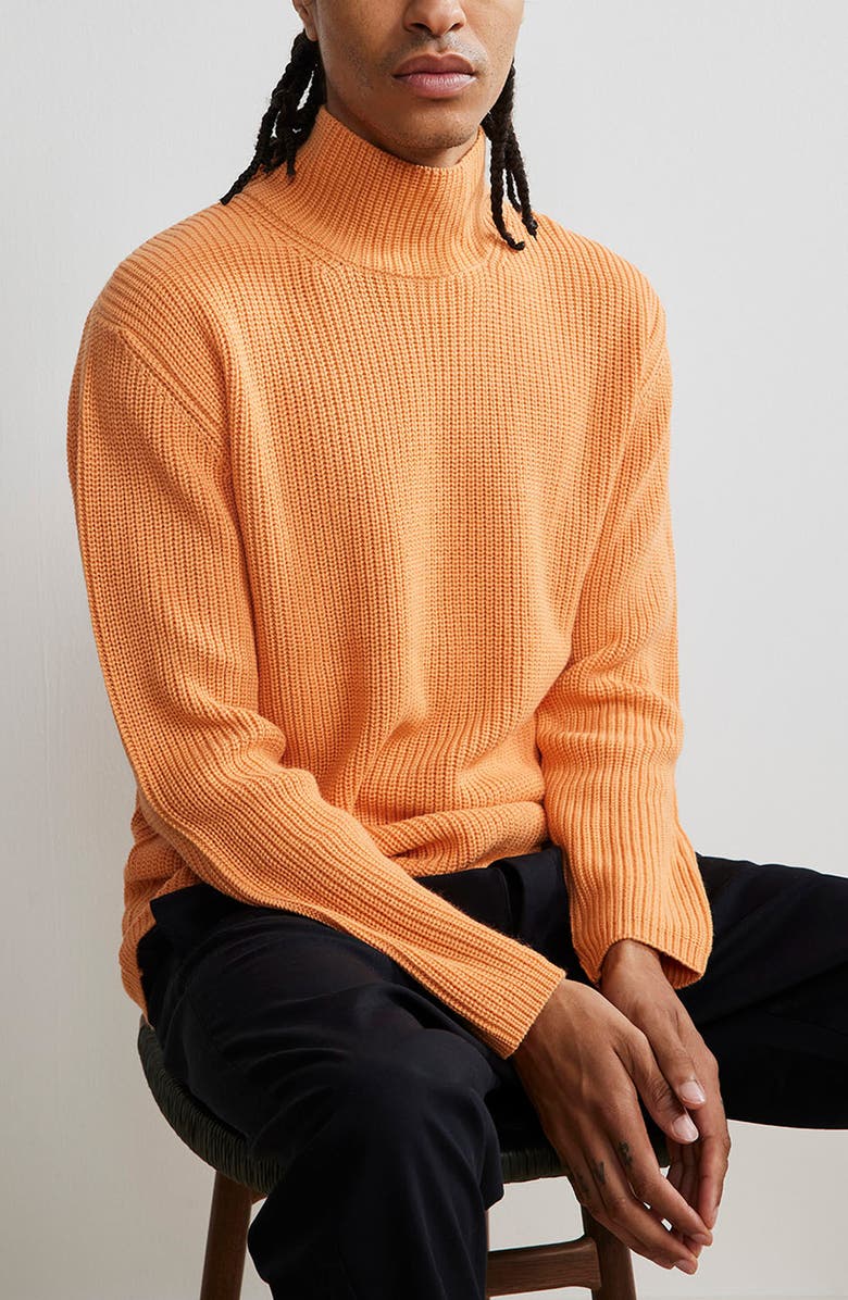 NN07 Rib Mock Neck Wool Blend Sweater, Alternate, color, Papaya