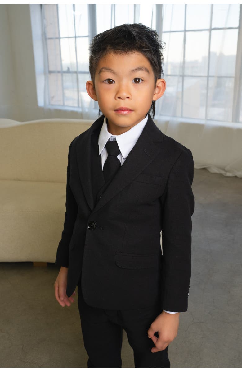 Peanut Butter Collection Kids' Oasis 5-Piece Slim Fit Linen Suit, Alternate, color, Black