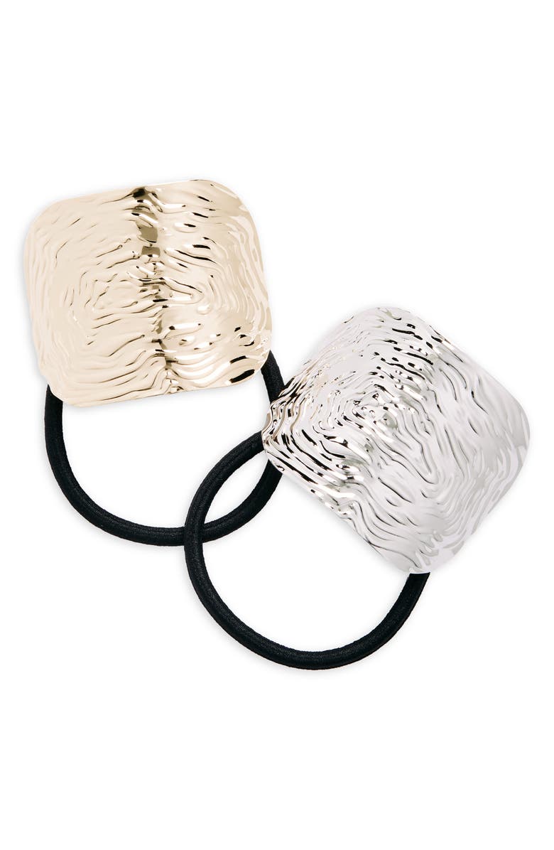 Tasha Textured Metal 2-Pack Hair Ties, Main, color,