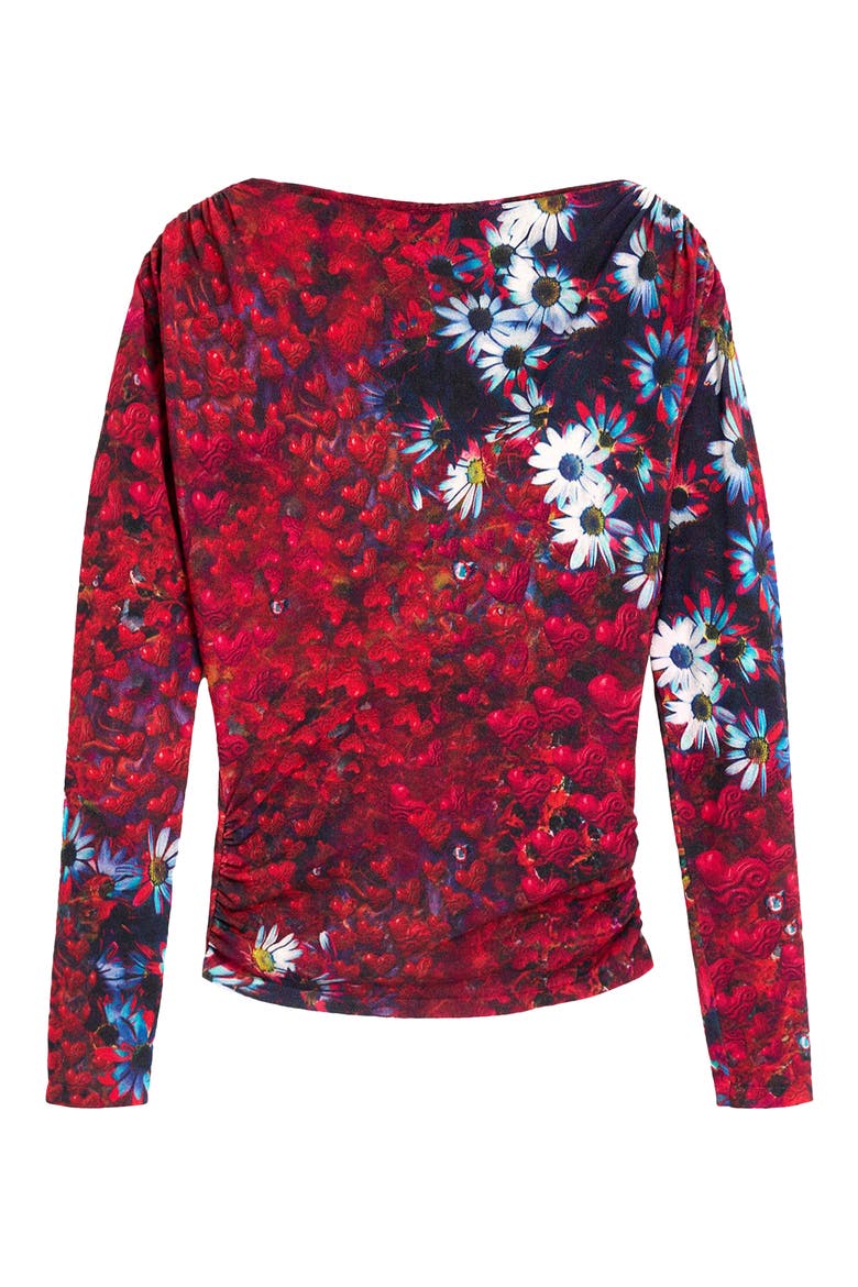 Print Ruched Top, Alternate, color, ORANGE RED