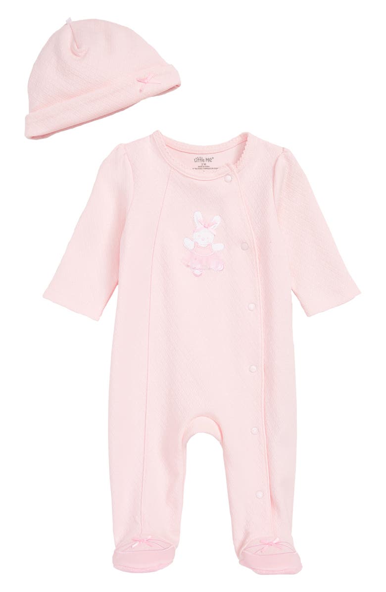 Little Me Ballet Bunny Footie & Beanie Set, Main, color, 