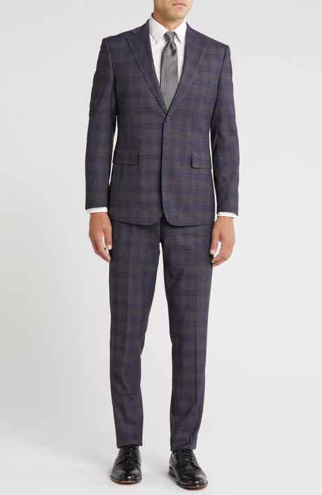 English Laundry Plaid Trim Fit Notch Lapel Two-Piece Suit