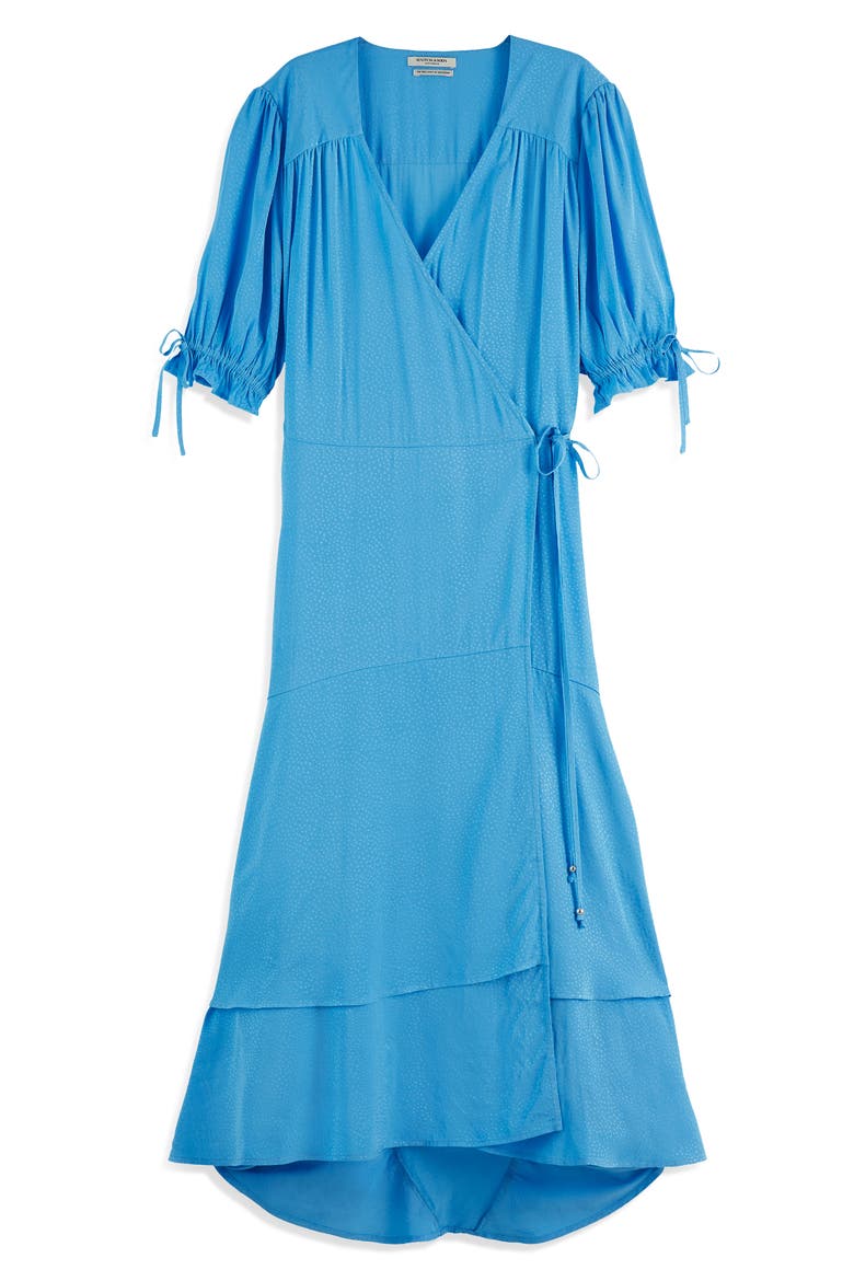 Wrap Midi Dress, Main, color, AQUA BLUE
