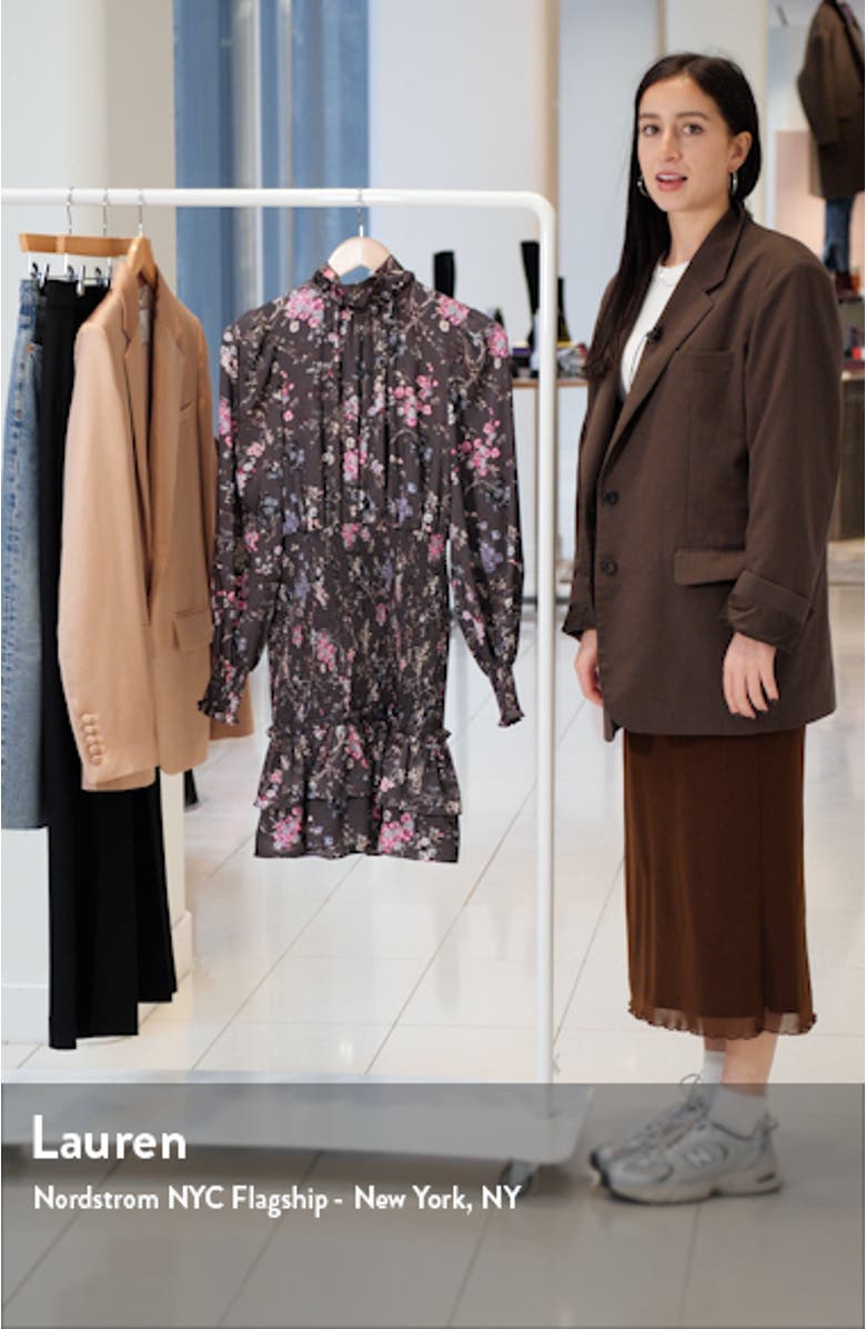 Sakura Floral Long Sleeve Satin Dress, sales video thumbnail