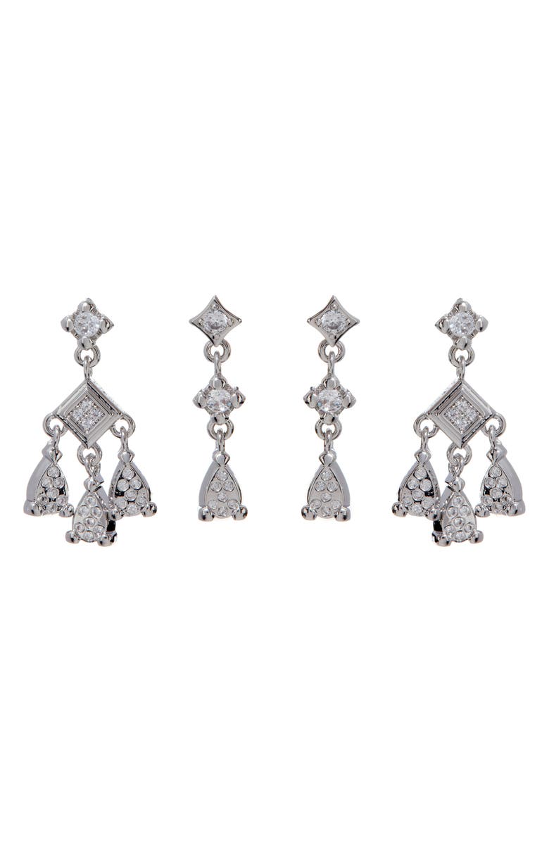 Luv AJ Set of 2 Crystal Charm Drop Earrings, Main, color, 