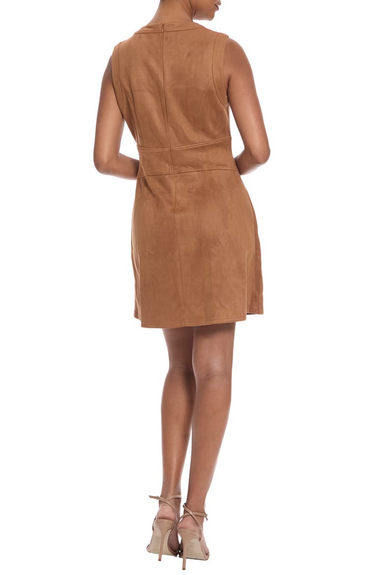 Faux Suede Sheath Dress, Alternate, color, BROWN