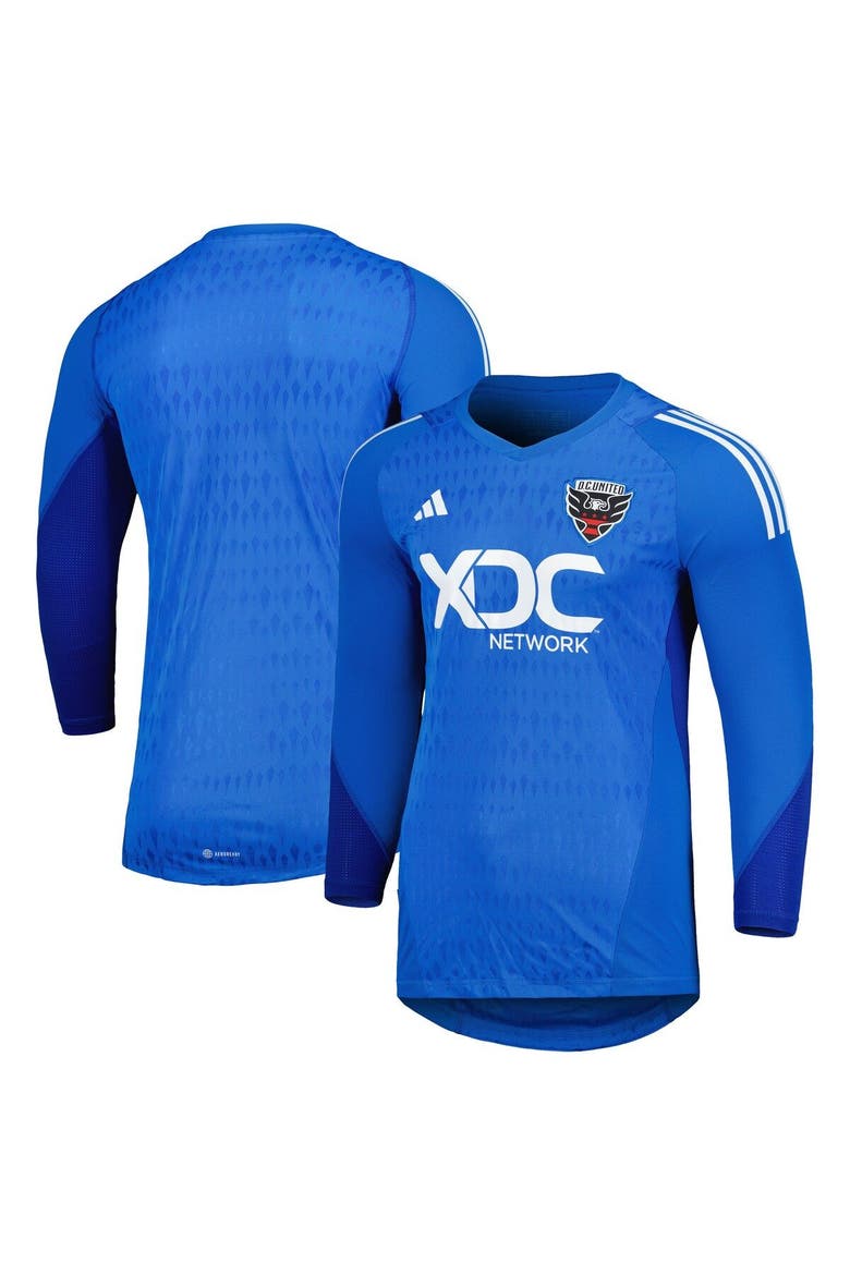 Men's adidas Blue D.C. United 2023 Goalkeeper Long Sleeve Replica Jersey, Main, color, Blue