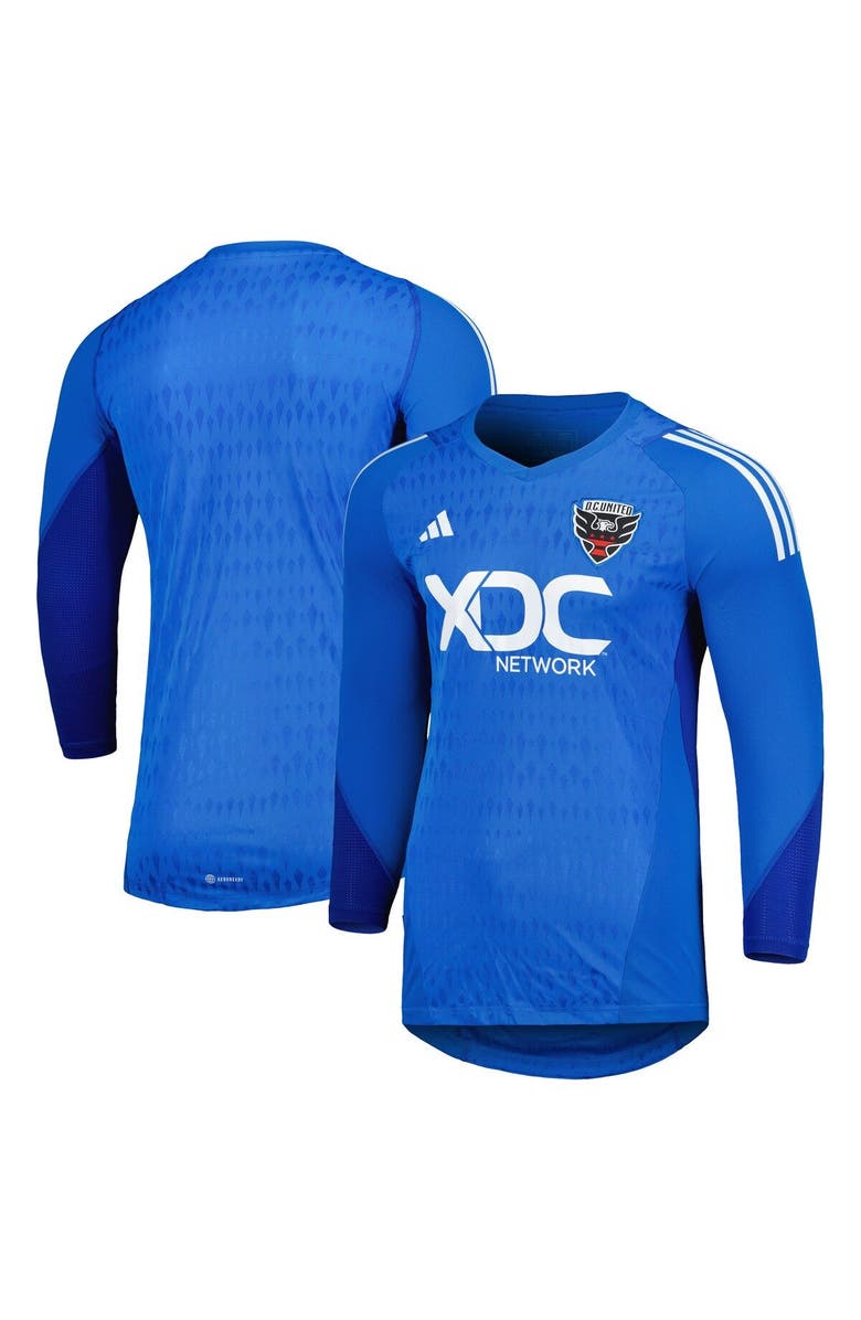 adidas Men's adidas Blue D.C. United 2023 Goalkeeper Long Sleeve Replica Jersey, Main, color, 