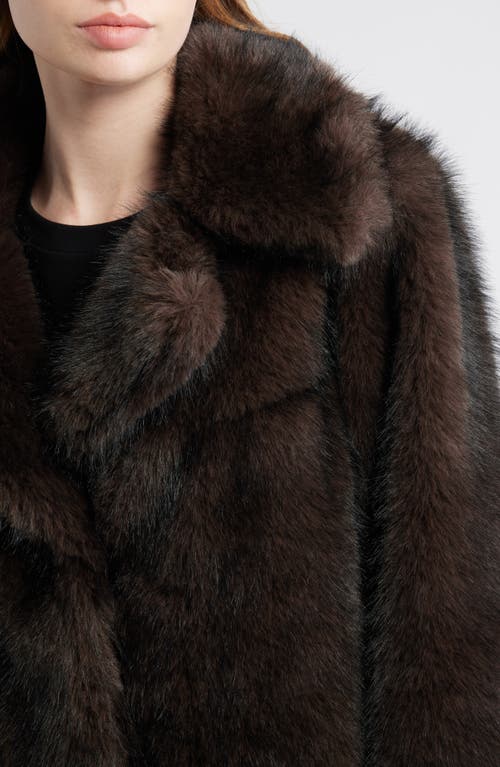 Thread & Supply Short Faux Fur Coat In Brown