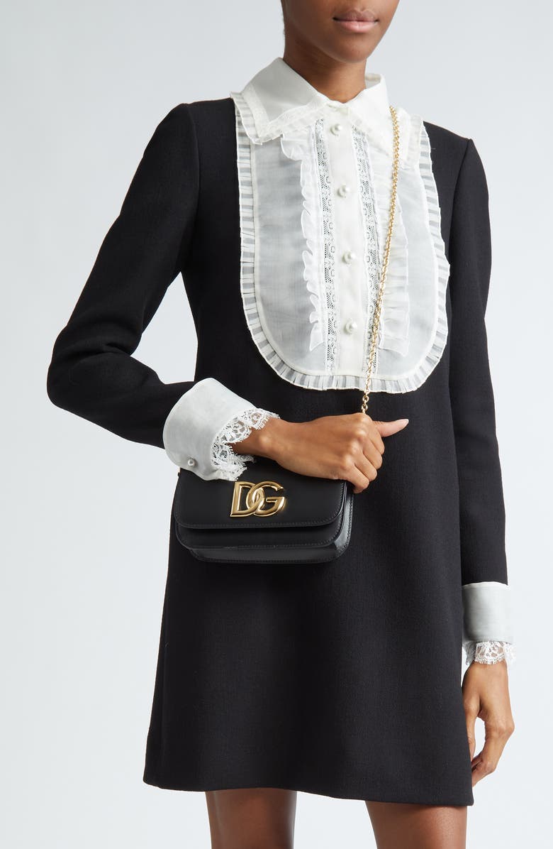 Dolce&Gabbana Logo Polished Calfskin Crossbody Phone Case with Card Holder, Alternate, color,