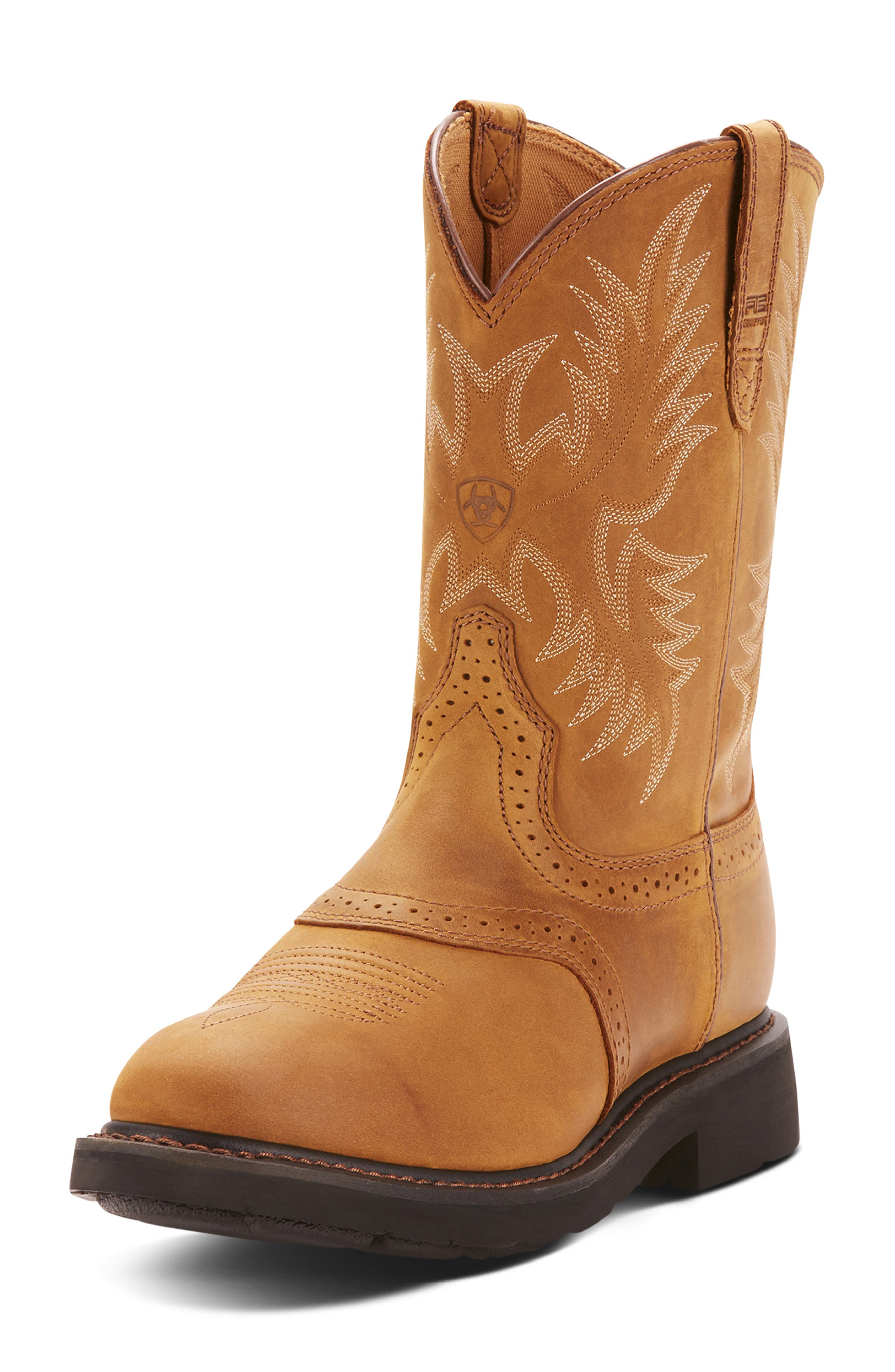 Sierra Leather Western Boot, Main, color, BROWN