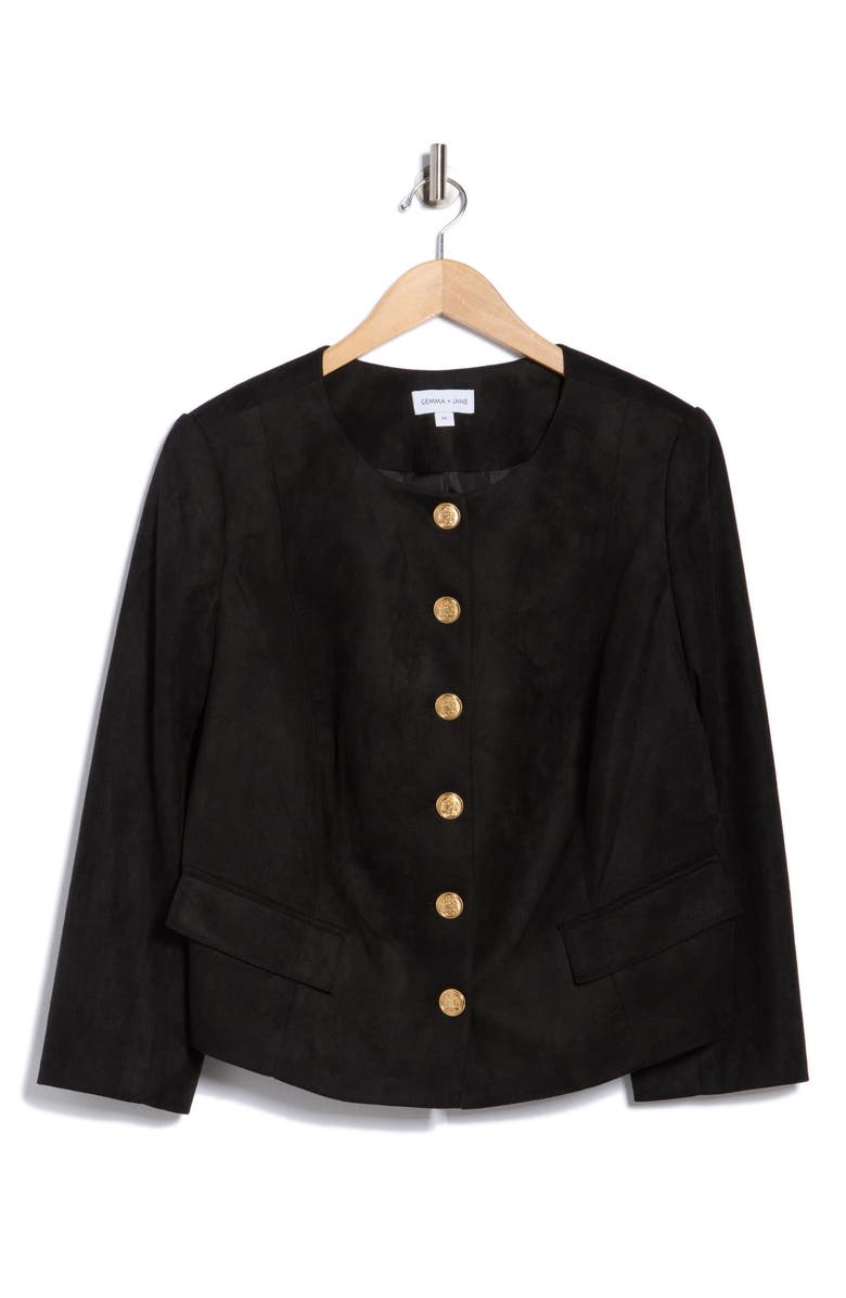 Gemma + Jane Faux Suede Jacket, Alternate, color, Black