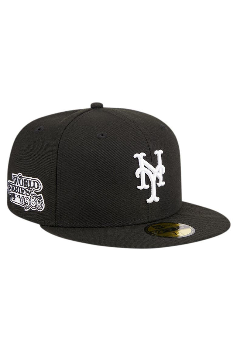 Men's New Era Black New York Mets Logo 59FIFTY Fitted Hat, Main, color, Black