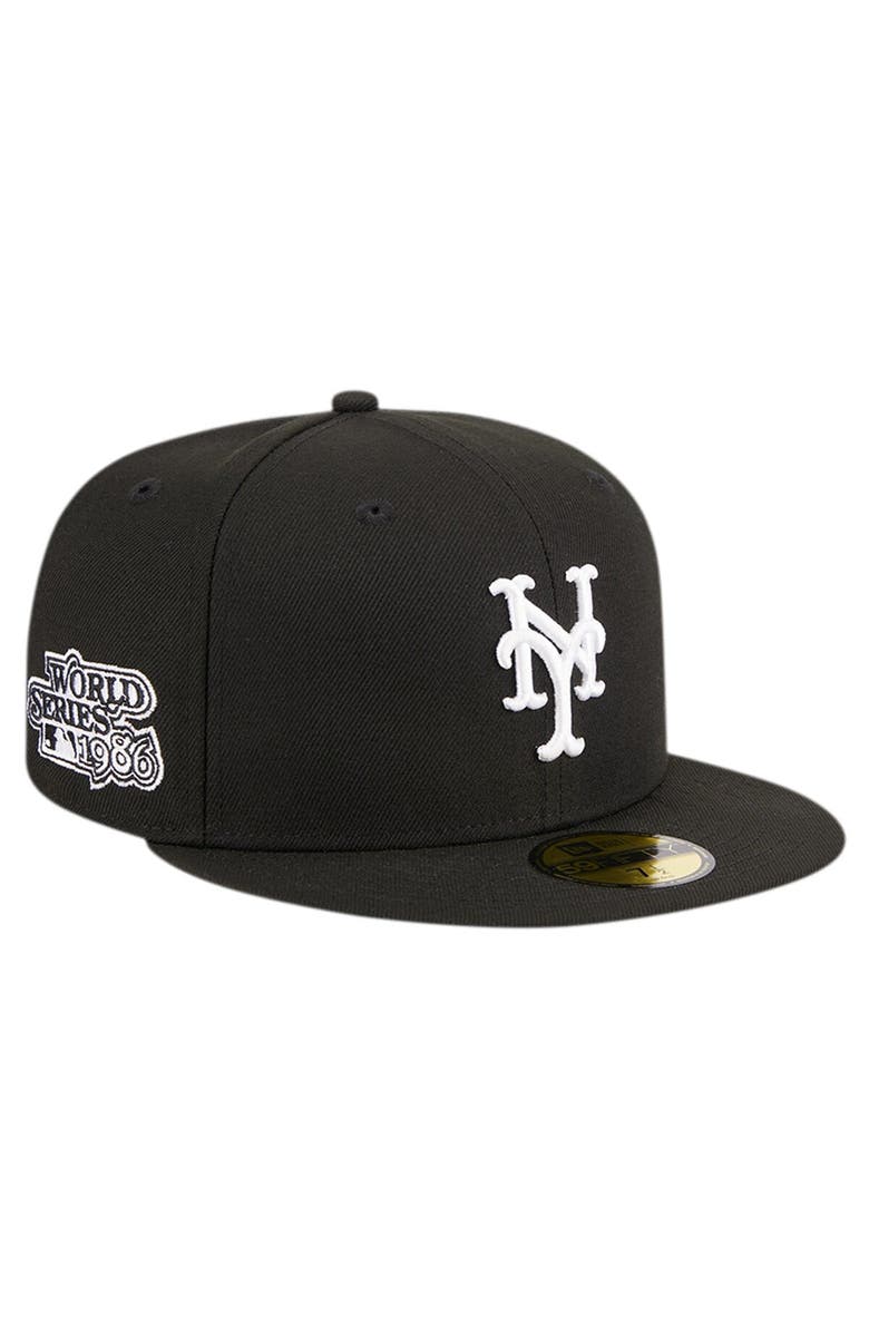 New Era Men's New Era Black New York Mets Logo 59FIFTY Fitted Hat, Main, color,