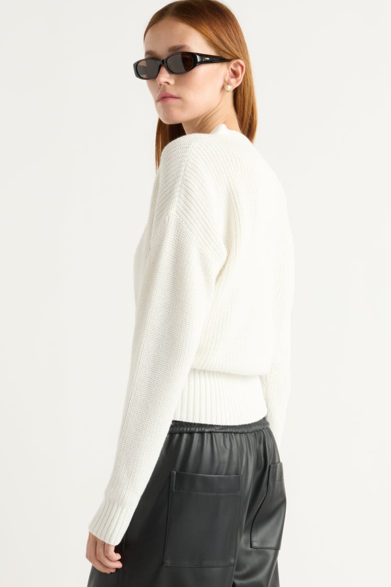 Maren Cropped V-Neck Sweater, Alternate, color, White