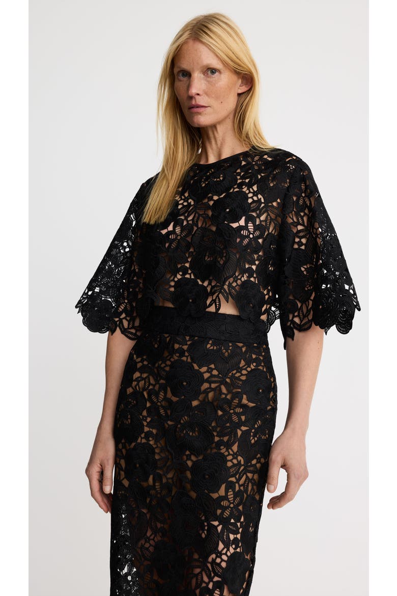 Lace Tee, Alternate, color, Black