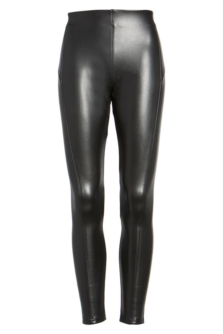 Faux Leather Leggings, Alternate, color, BLACK