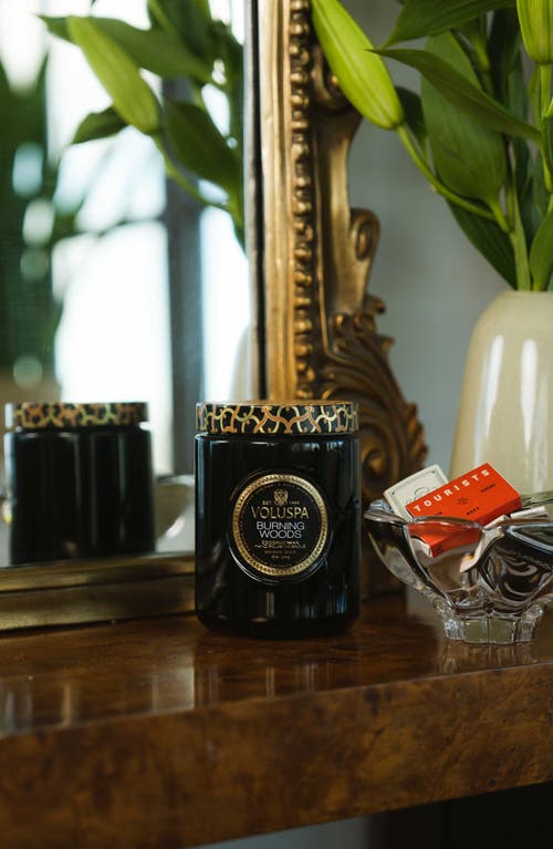 Voluspa Burning Woods Large Jar Candle In Black