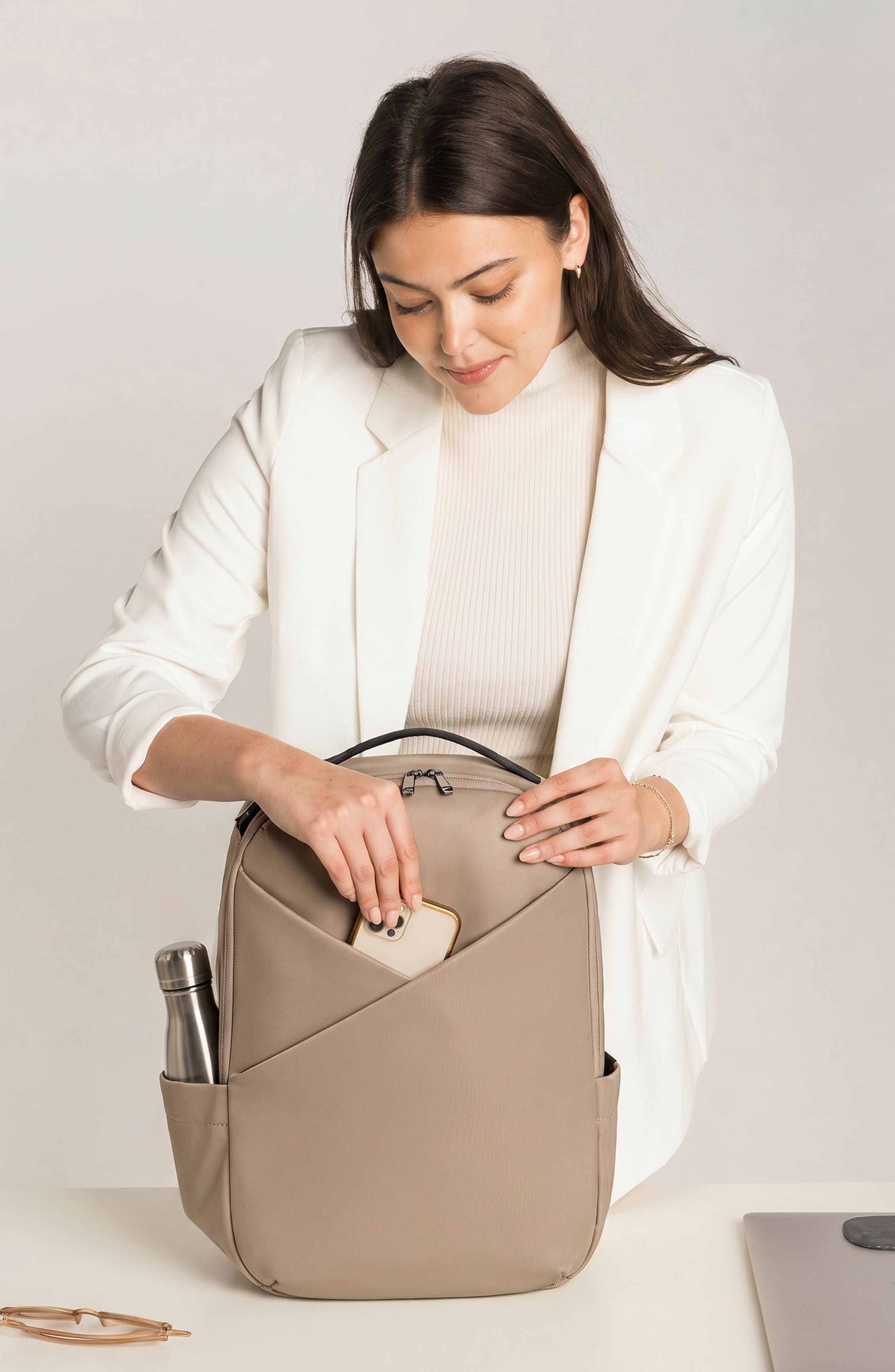 Women's Origami 16-inch Laptop Backpack, Alternate, color, Champagne Taupe
