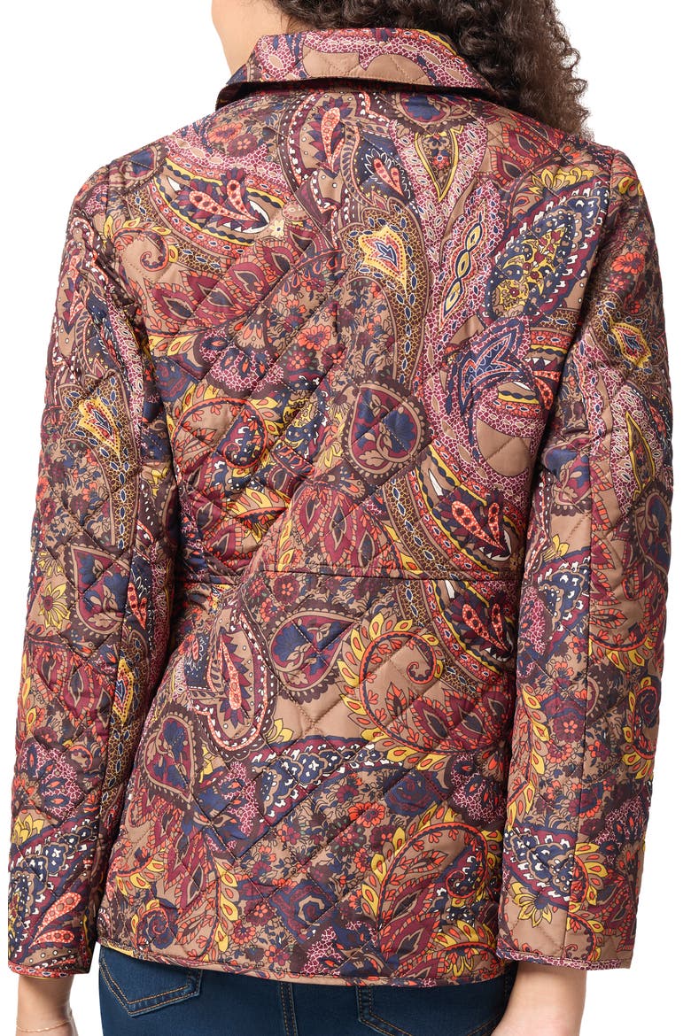 Paisley Print Quilted Bracelet Sleeve Snap Front Jacket, Alternate, color, CARAMEL MULTI