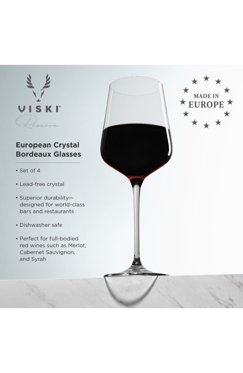 Viski Reserve Inez Crystal Bordeaux Glasses Set of 4, Alternate, color, Clear