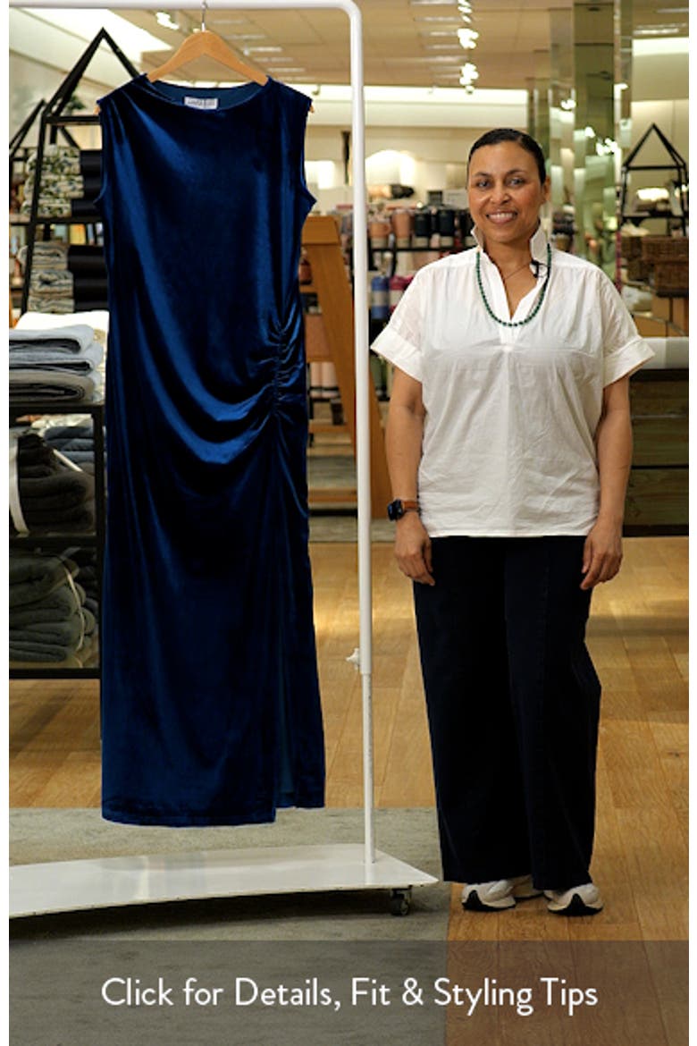 London Ruched Sleeveless Velvet Maxi Dress video