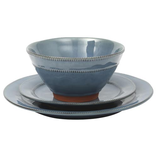 Gibson 12pc Round Terracotta Dinnerware Set In Blue