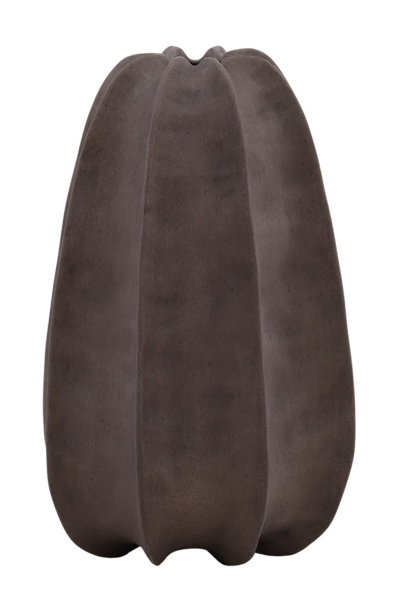 Dovetail Furniture Calista Ribbed Terracotta Decorative Vase, Main, color, Brown